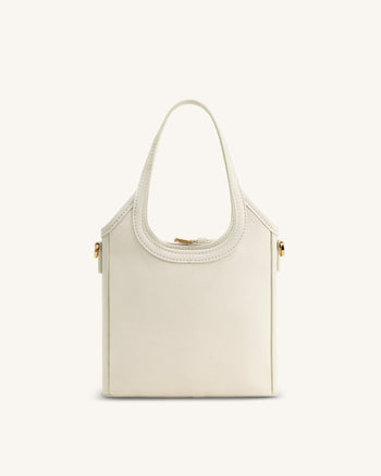 Brooke Mini sac à main orné d'une orchidée perlée avec ceinture - Ivoire