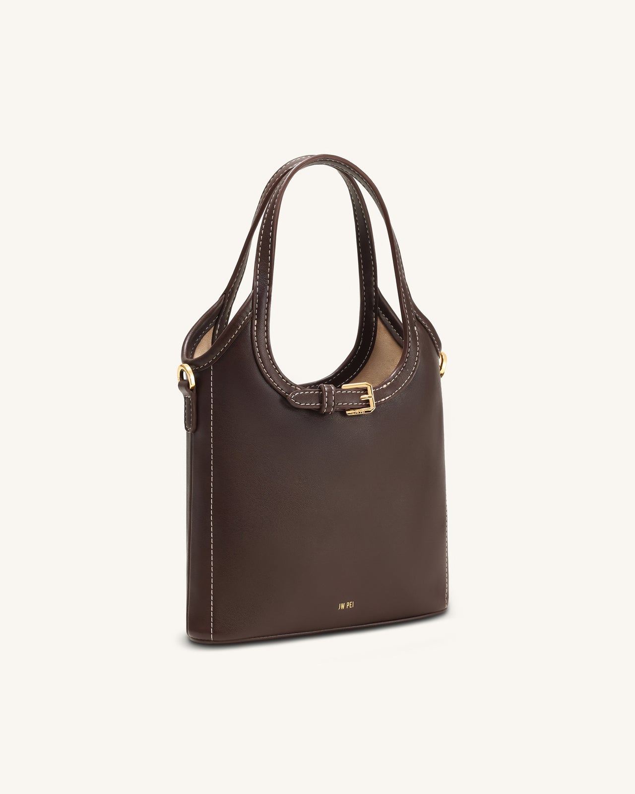 Brooke Mini Sac à Main Ceinturé Orné avec Anse Supérieure - Marron Foncé