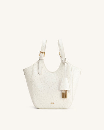 Ines Sac cabas imitation autruche avec cadenas - Blanc