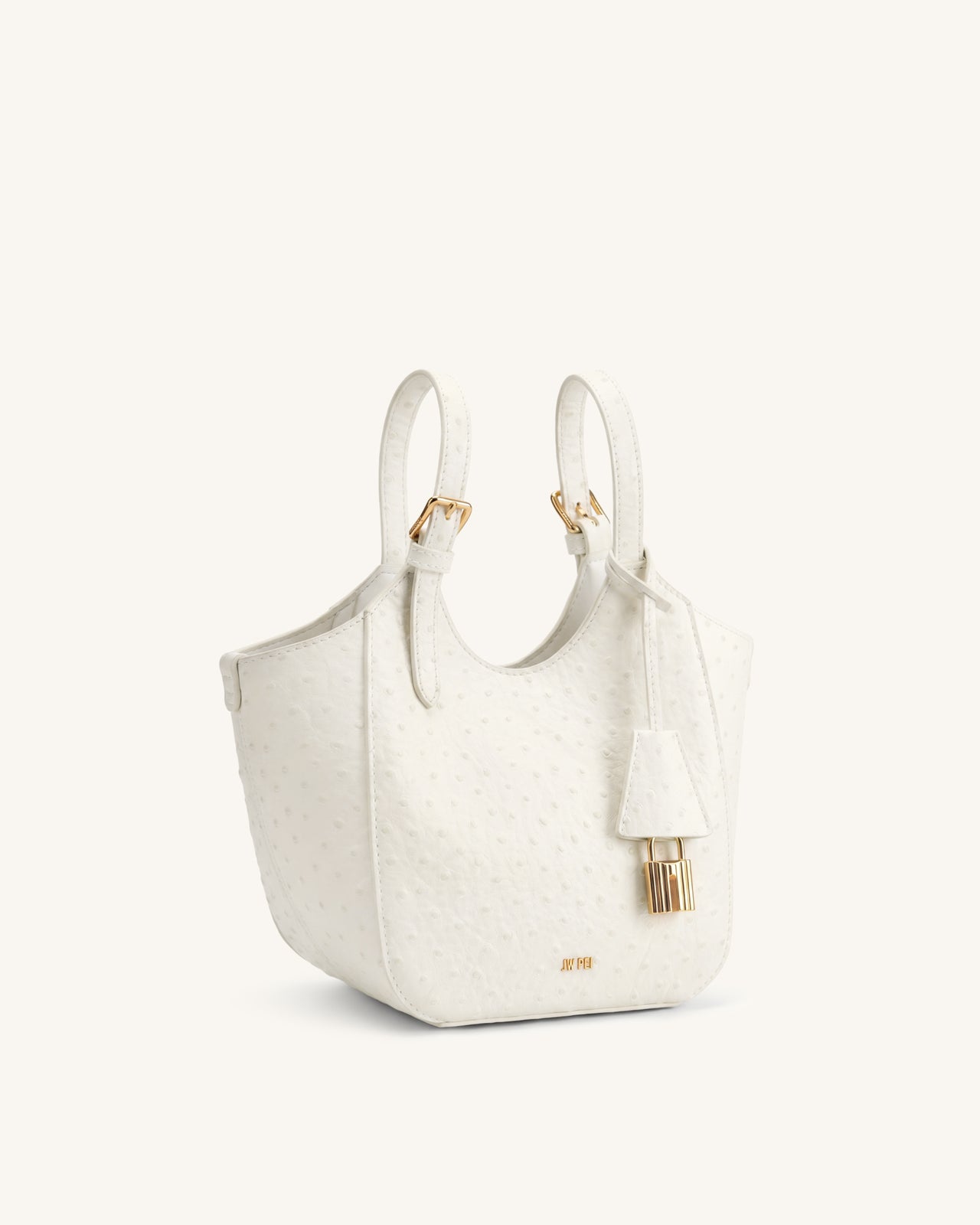 Ines Sac cabas imitation autruche avec cadenas - Blanc
