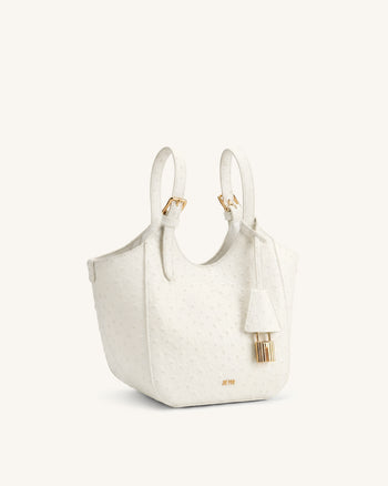 Ines Sac cabas imitation autruche avec cadenas - Blanc
