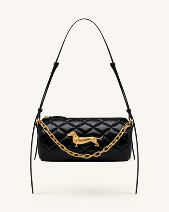 Lucienne Sac à bandoulière matelassé à chaîne Teckel - Noir