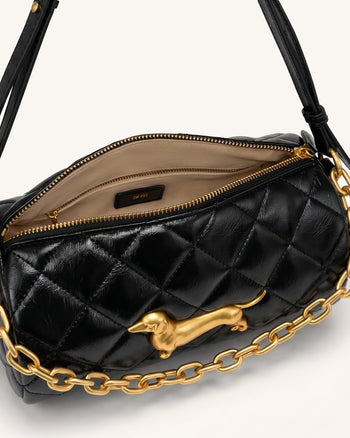 Lucienne Sac à bandoulière matelassé à chaîne Teckel - Noir