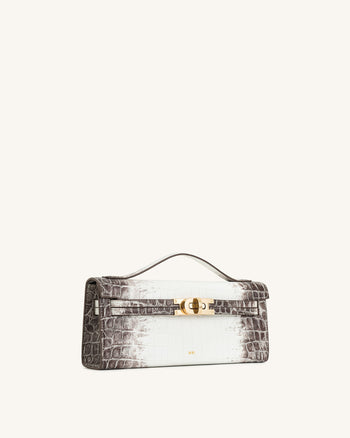 Sac à poignée supérieure structuré Bria – Croco Blanc