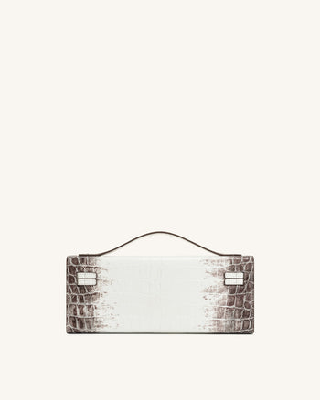 Sac à poignée supérieure structuré Bria – Croco Blanc