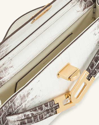 Sac à poignée supérieure structuré Bria – Croco Blanc