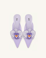Helena Mules ajourées à décorations brodées - Violet