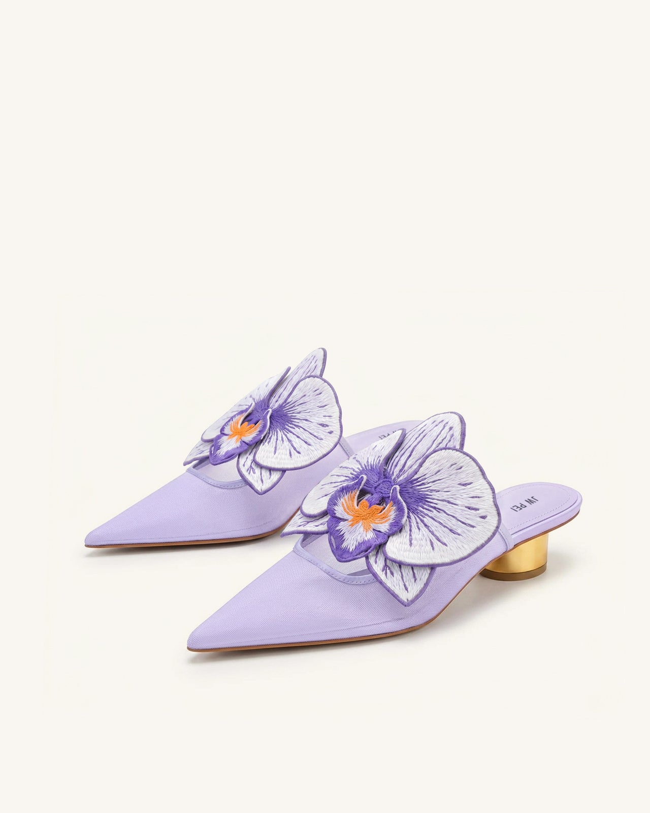 Helena Mules ajourées à décorations brodées - Violet