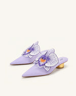 Helena Mules ajourées à décorations brodées - Violet