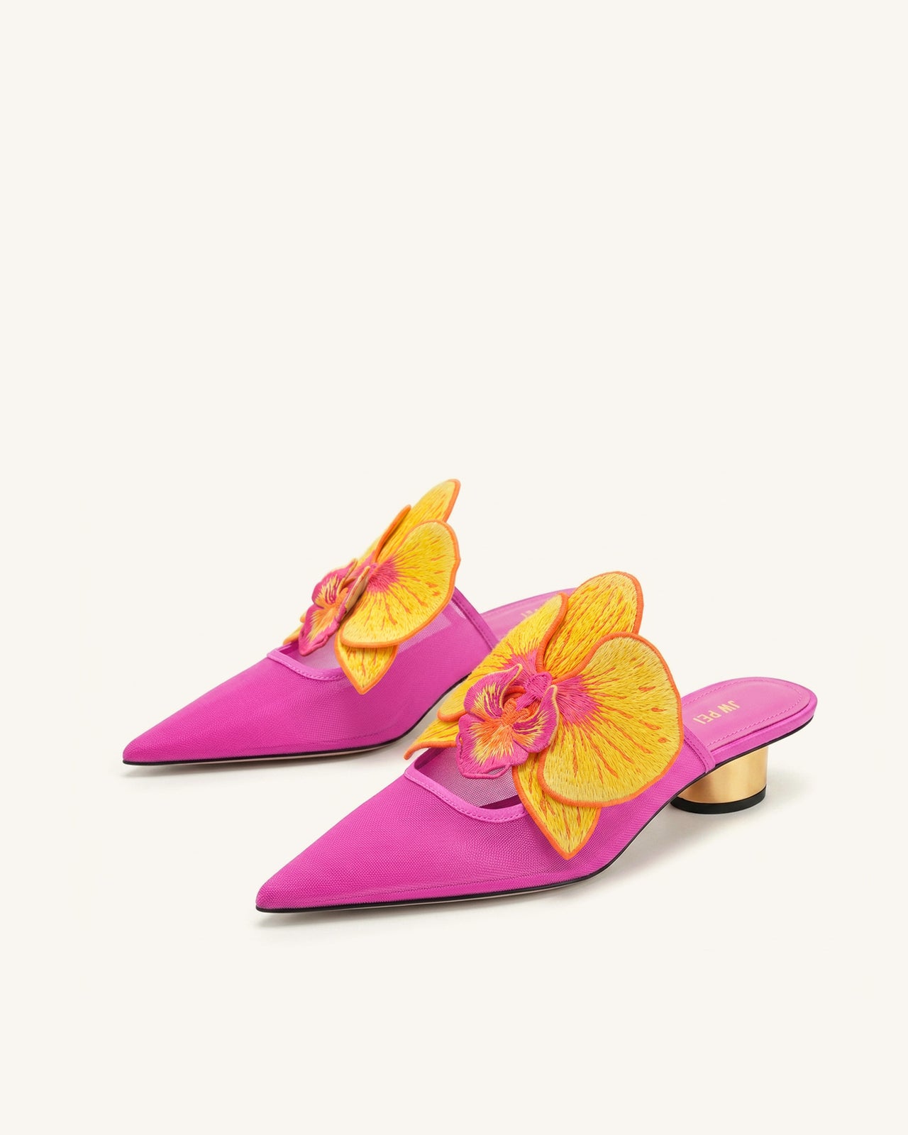 Helena Mules ajourées à décorations brodées - Rouge rose