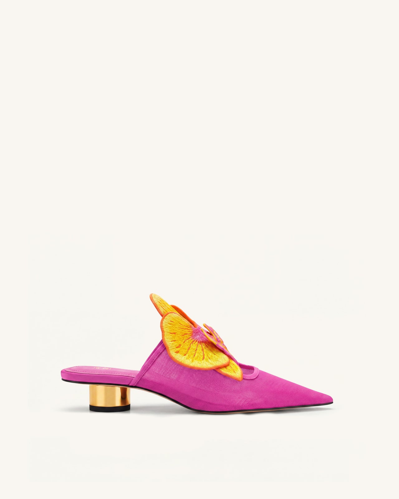 Helena Mules ajourées à décorations brodées - Rouge rose