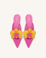 Helena Mules ajourées à décorations brodées - Rouge rose