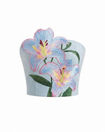 Lily Top corset bustier brodé de fleurs - Bleu clair
