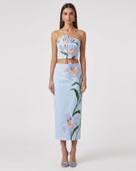 Lily Top corset bustier brodé de fleurs - Bleu clair