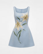 Lily Mini robe trapèze sans manches à imprimé floral - Bleu clair