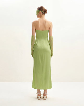 Robe longue à broderie florale - Vert