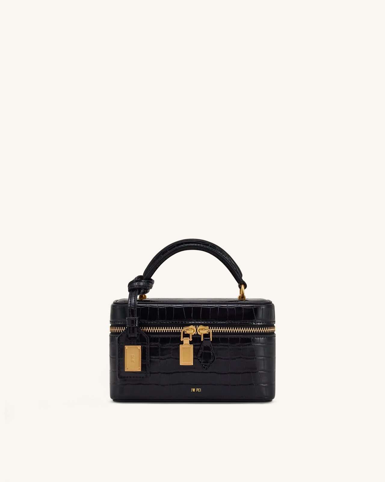 Sac à poignée supérieure forme boîte Cleo - Croco noir