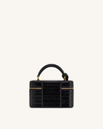 Sac à poignée supérieure forme boîte Cleo - Croco noir