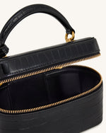 Sac à poignée supérieure forme boîte Cleo - Croco noir