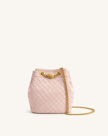 Yara Sac seau tissé à la main en similicuir suédé - Rose