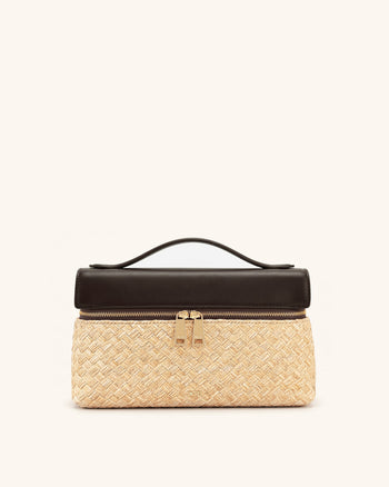 Thea Sac à poignée supérieure en paille synthétique - Marron