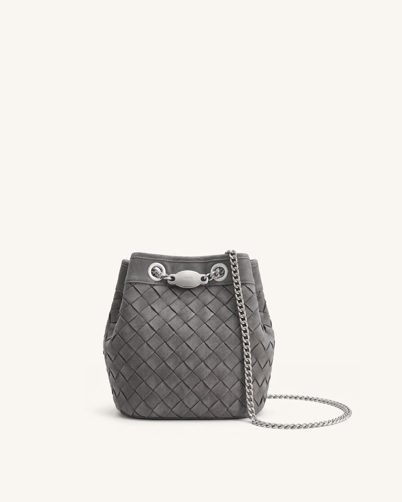 Yara Sac seau tissé à la main en suédine - Gris foncé