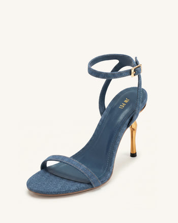 Alivia Sandales à talon en métal doré - Bleu denim