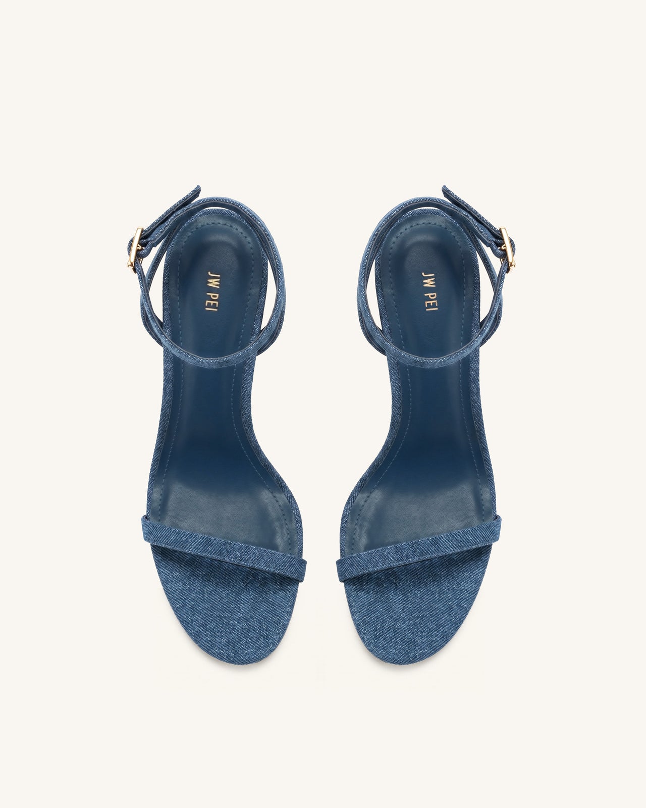 Alivia Sandales à talon en métal doré - Bleu denim