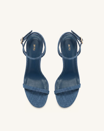 Alivia Sandales à talon en métal doré - Bleu denim