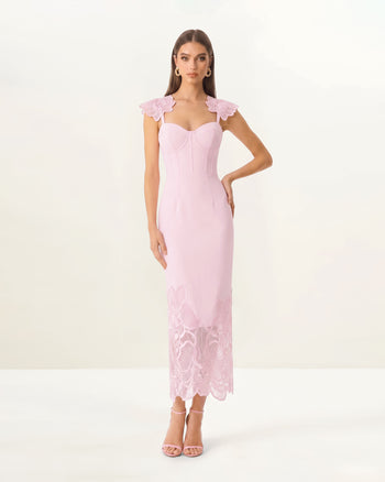 Orchid Robe corset brodée - Vieux rose