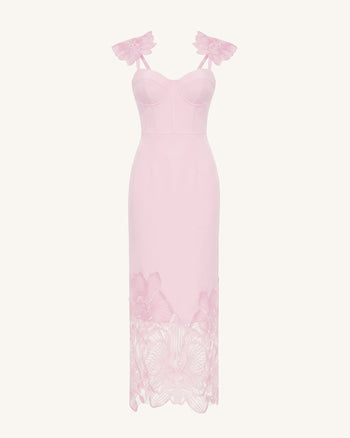 Orchid Robe corset brodée - Vieux rose