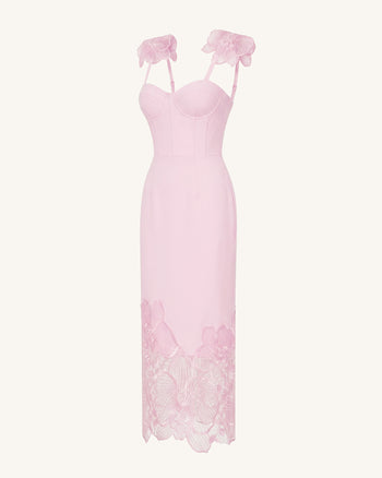 Orchid Robe corset brodée - Vieux rose