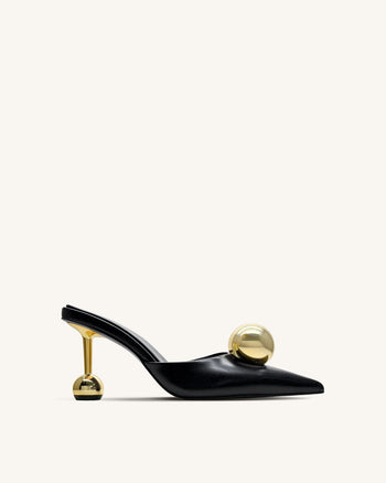 Sofia Mules à talon sphérique – Noir