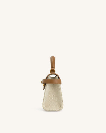 Sac à main à poignée supérieure Elise - Toile marron