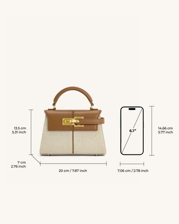 Sac à main à poignée supérieure Elise - Toile marron
