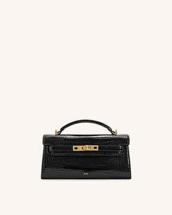 Sac à poignée supérieure Noor – Croco noir