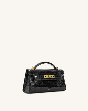 Sac à poignée supérieure Noor – Croco noir