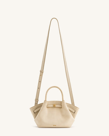 Sac fourre-tout mini Hana en faux suède - Blanc Cassé