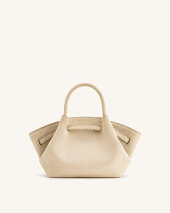 Sac fourre-tout mini Hana en faux suède - Blanc Cassé