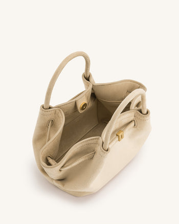 Sac fourre-tout mini Hana en faux suède - Blanc Cassé