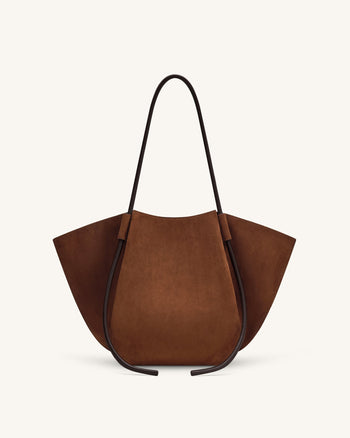 Sac fourre-tout large Nala en suède synthétique - Marron
