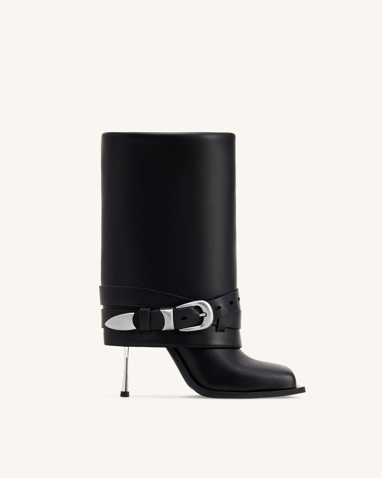 Emilia Bottines Western à boucle en cuir - Noir