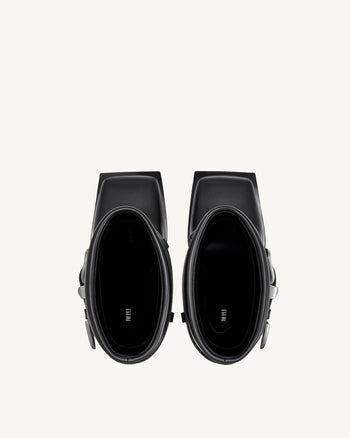 Emilia Bottines Western à boucle en cuir - Noir