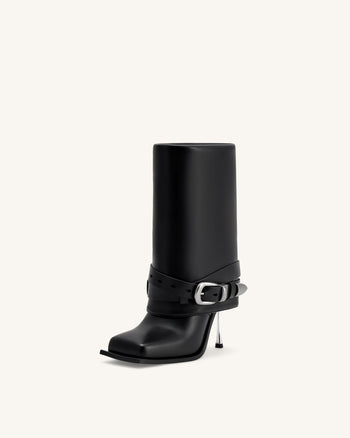 Emilia Bottines Western à boucle en cuir - Noir