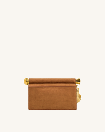 Pochette Holly en daim synthétique ornée d'un pendentif en métal - Marron