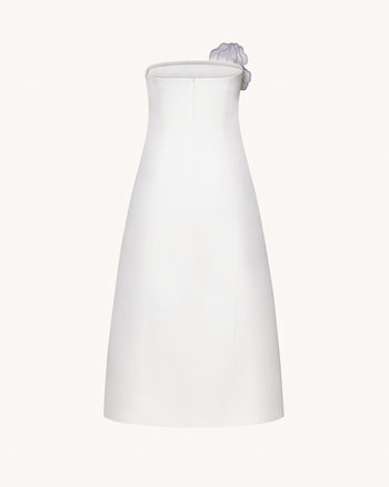 Iris Robe longue évasée sans bretelles à imprimé floral – Blanc
