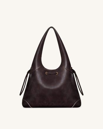 Celandra Sac hobo à cordon de serrage - Marron foncé