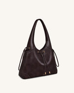 Celandra Sac hobo à cordon de serrage - Marron foncé