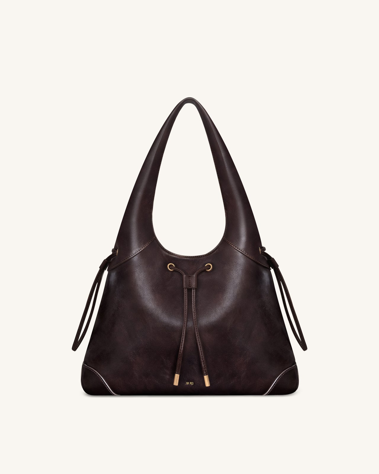 Celandra Sac hobo à cordon de serrage - Marron foncé
