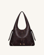 Celandra Sac hobo à cordon de serrage - Marron foncé
